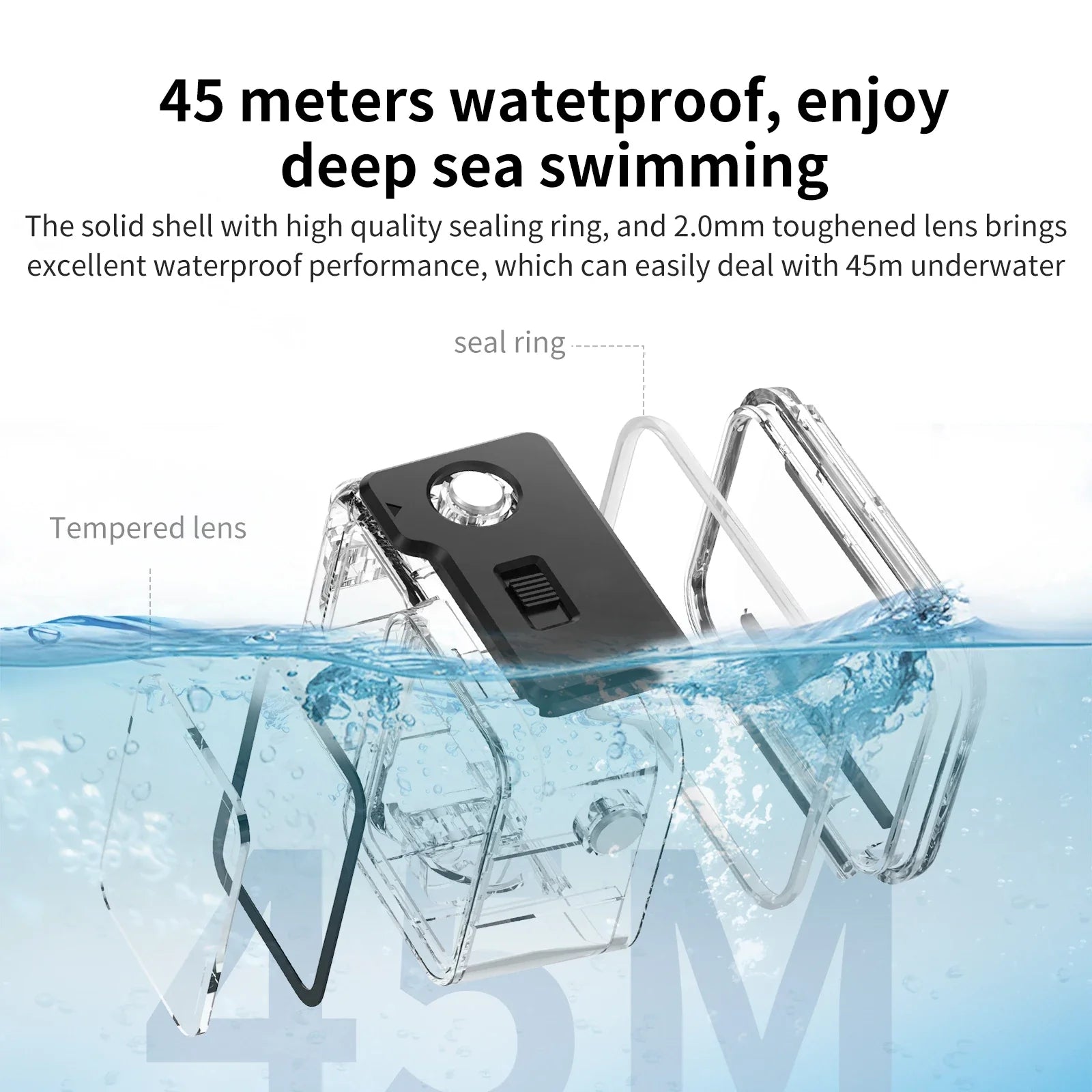 Trendbay Waterproof Dive Housing Case 45M for Action Camera