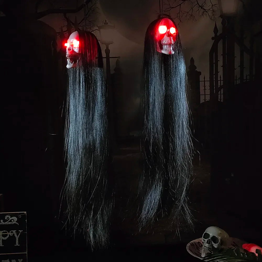 Trendbay Halloween Hanging Long-Hair Ghost Skeleton LED Pendant 1Pcs