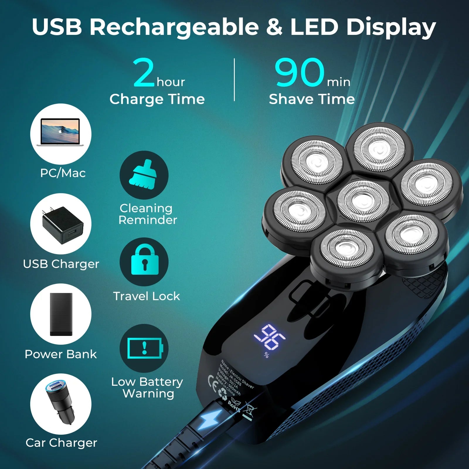 Trendbay 5-in-1 Electric Shaver Kit with 7D Floating Cutter Head