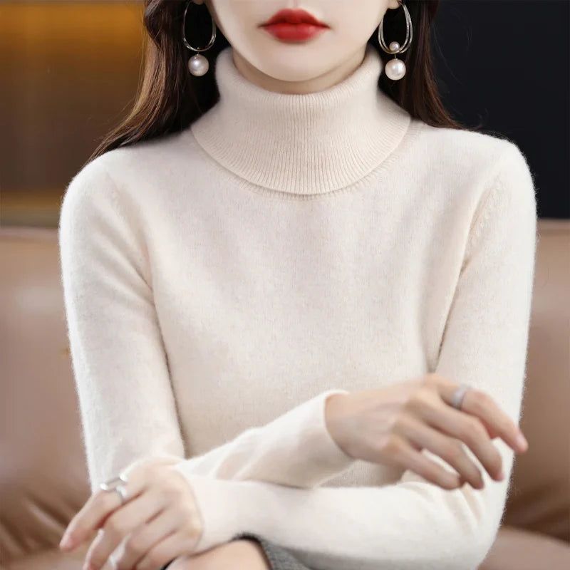 Trendbay Merino Wool Turtleneck Sweater for Women