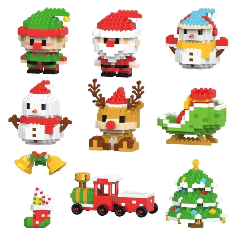 Trendbay Christmas Micro Building Blocks Set Santa Claus and Reindeer Puzzle Assembly Toy