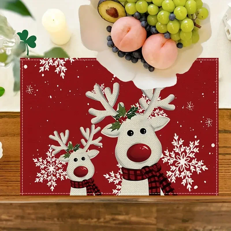 Trendbay 4PCS Christmas Reindeer Snowflake Placemats