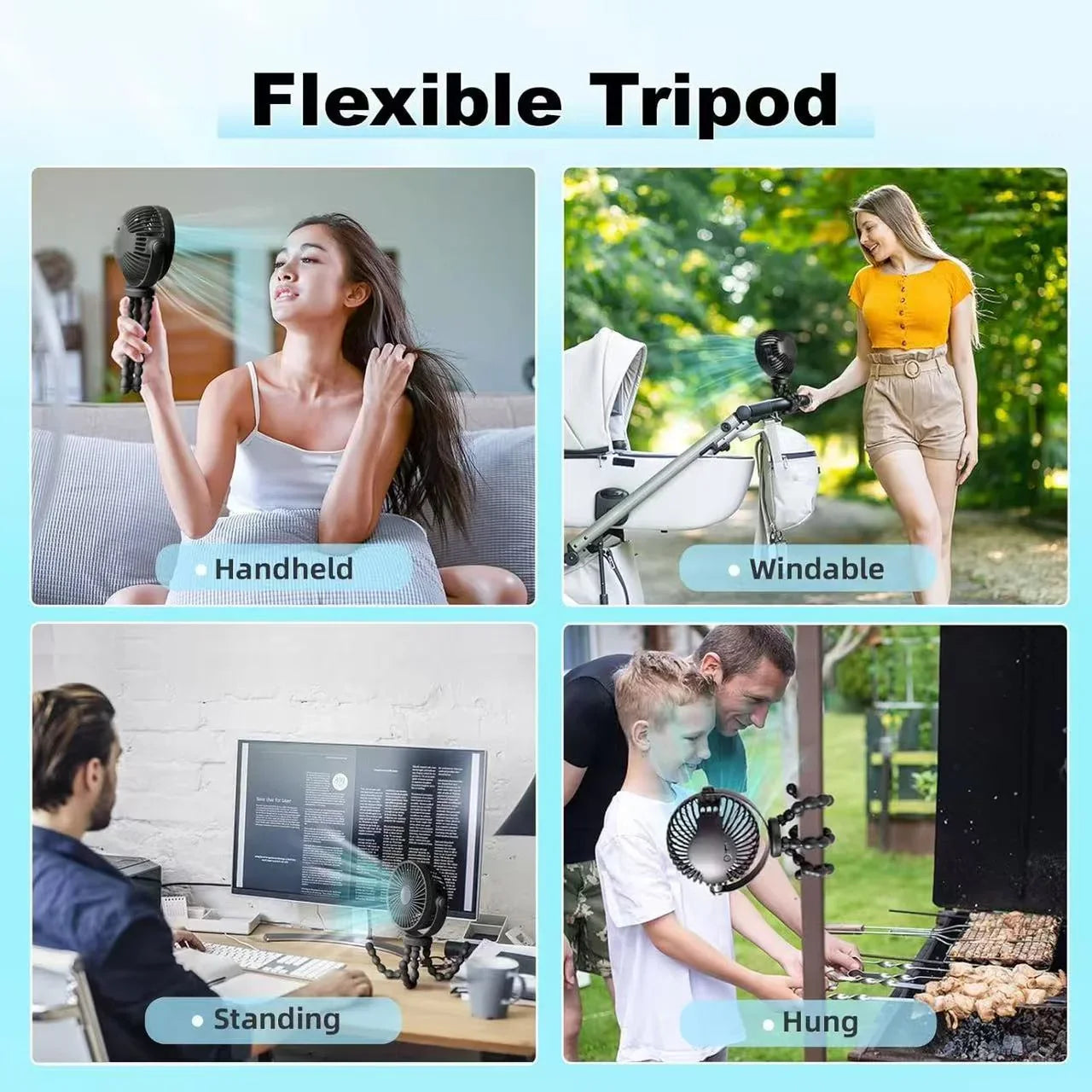 Trendbay Mini Portable Stroller Fan with Flexible Tripod