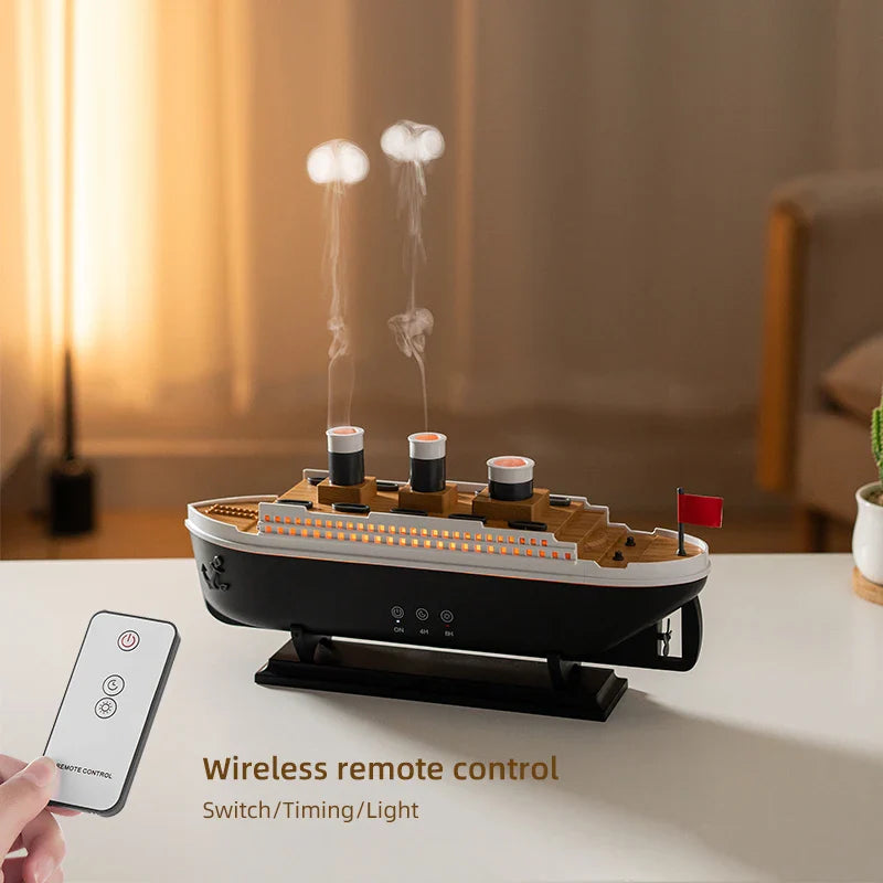 Trendbay Retro Ship Humidifier – Ultrasonic Aroma Diffuser with Remote Control