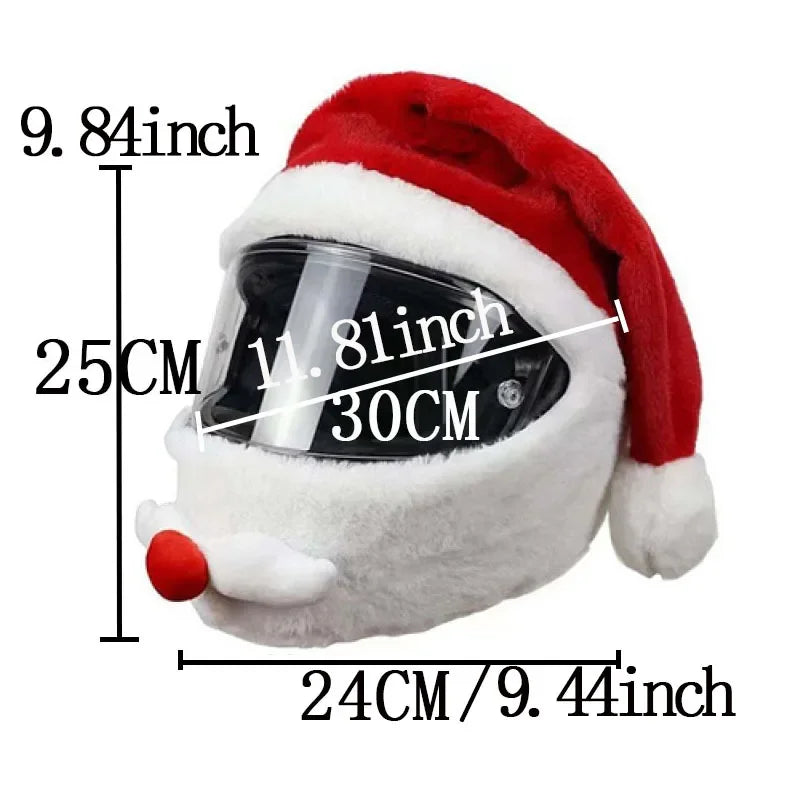 Trendbay Santa Claus Plush Motorcycle Helmet Cover Red Christmas Decor