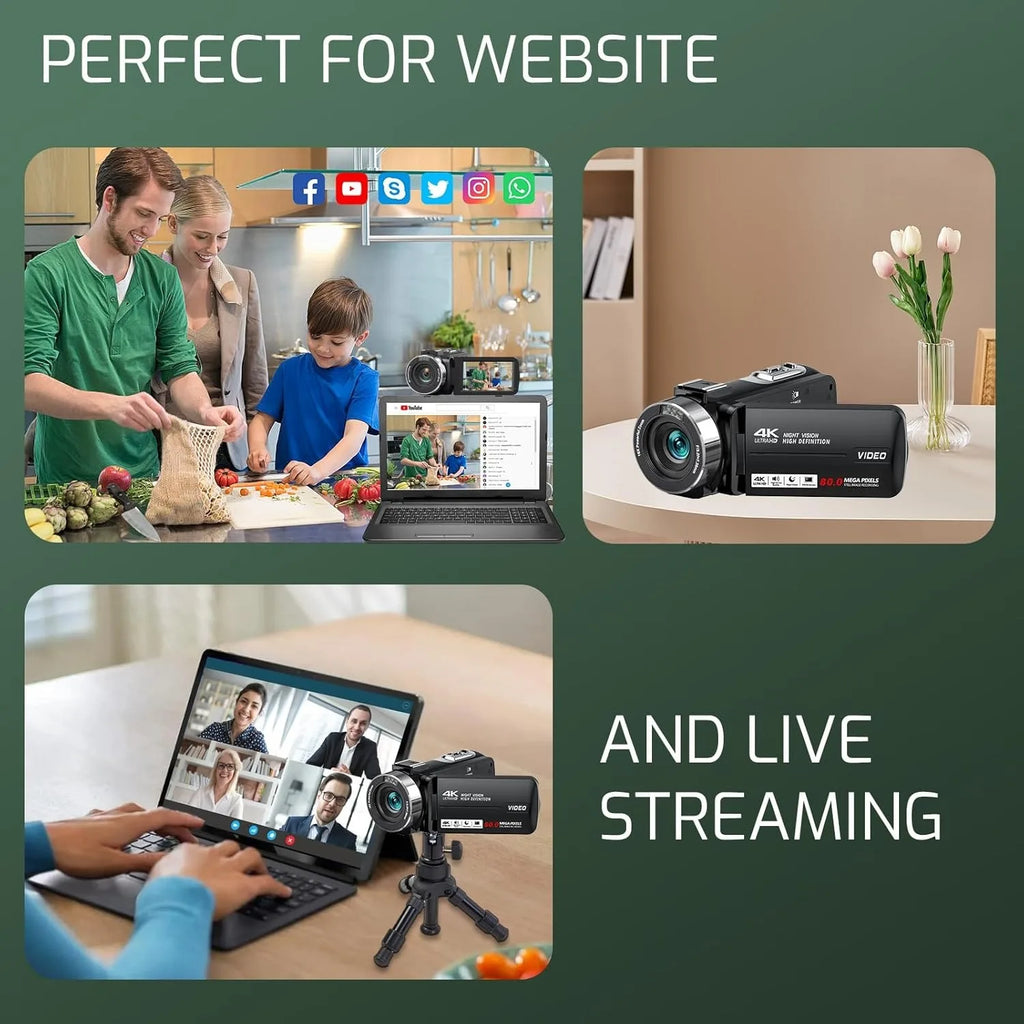 Trendbay 4K Vlogging Camera with 80MP & IR Night Vision