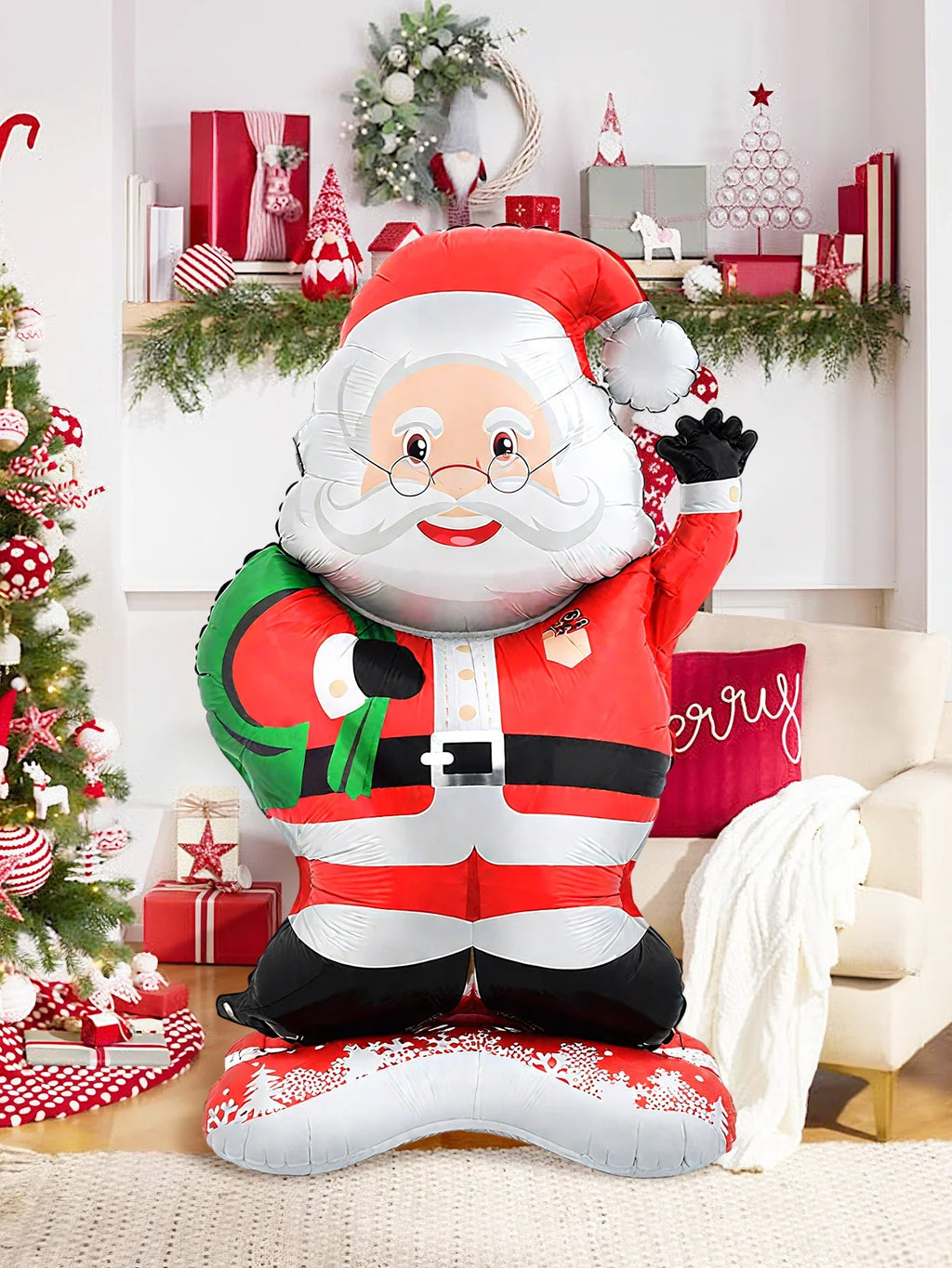 Trendbay 119cm Standing Santa Claus Foil Balloon – Christmas Party Decor