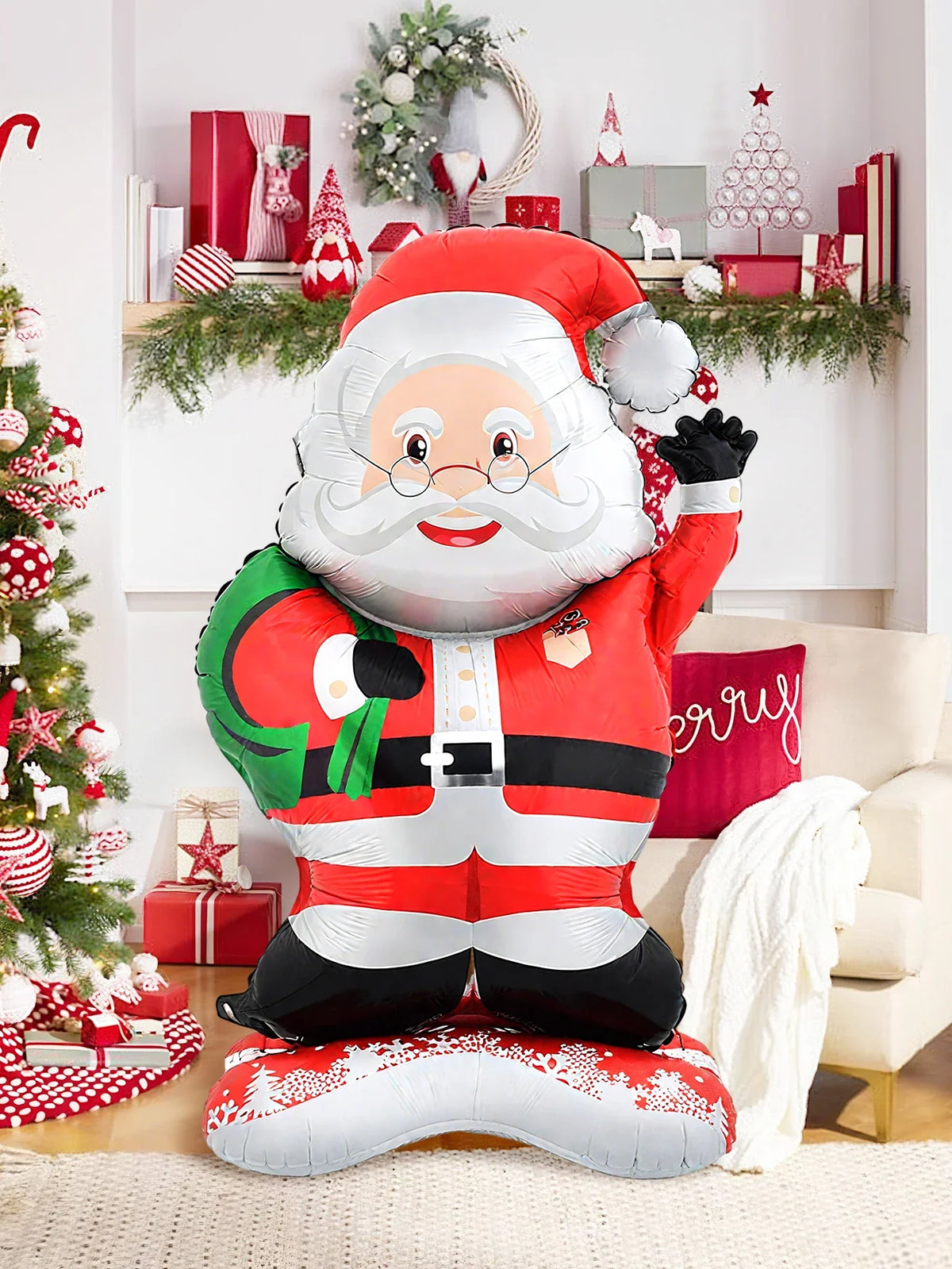 Trendbay 119cm Standing Santa Claus Foil Balloon – Christmas Party Decor
