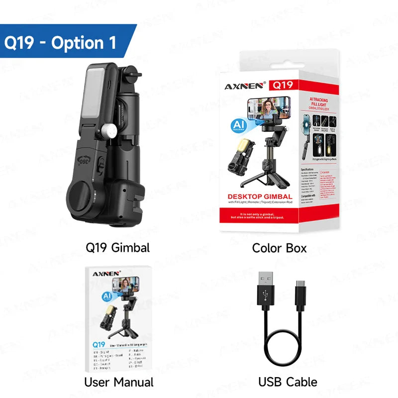Trendbay Q19 AI Face Tracking Gimbal Stabilizer with Fill Light