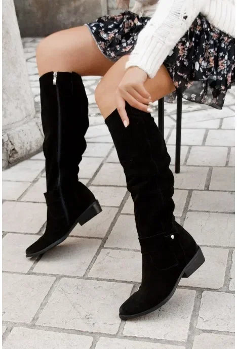 Trendbay Women's Suede Knee-High Boots