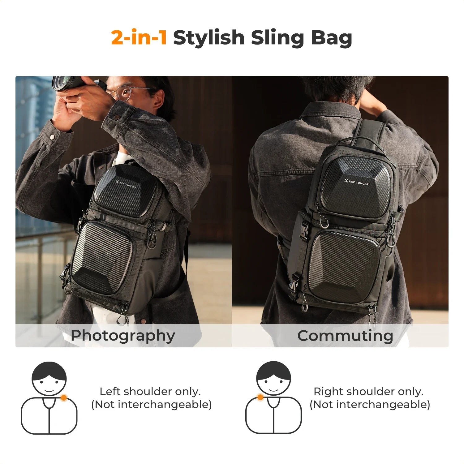 Trendbay 10L Hardshell Camera Sling Bag – Waterproof Crossbody Backpack for DSLR & Mirrorless Cameras