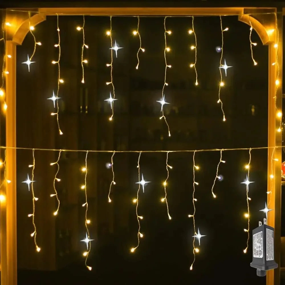 Trendbay 24M × 0.6M Warm White Icicle Curtain LED Lights – 220V