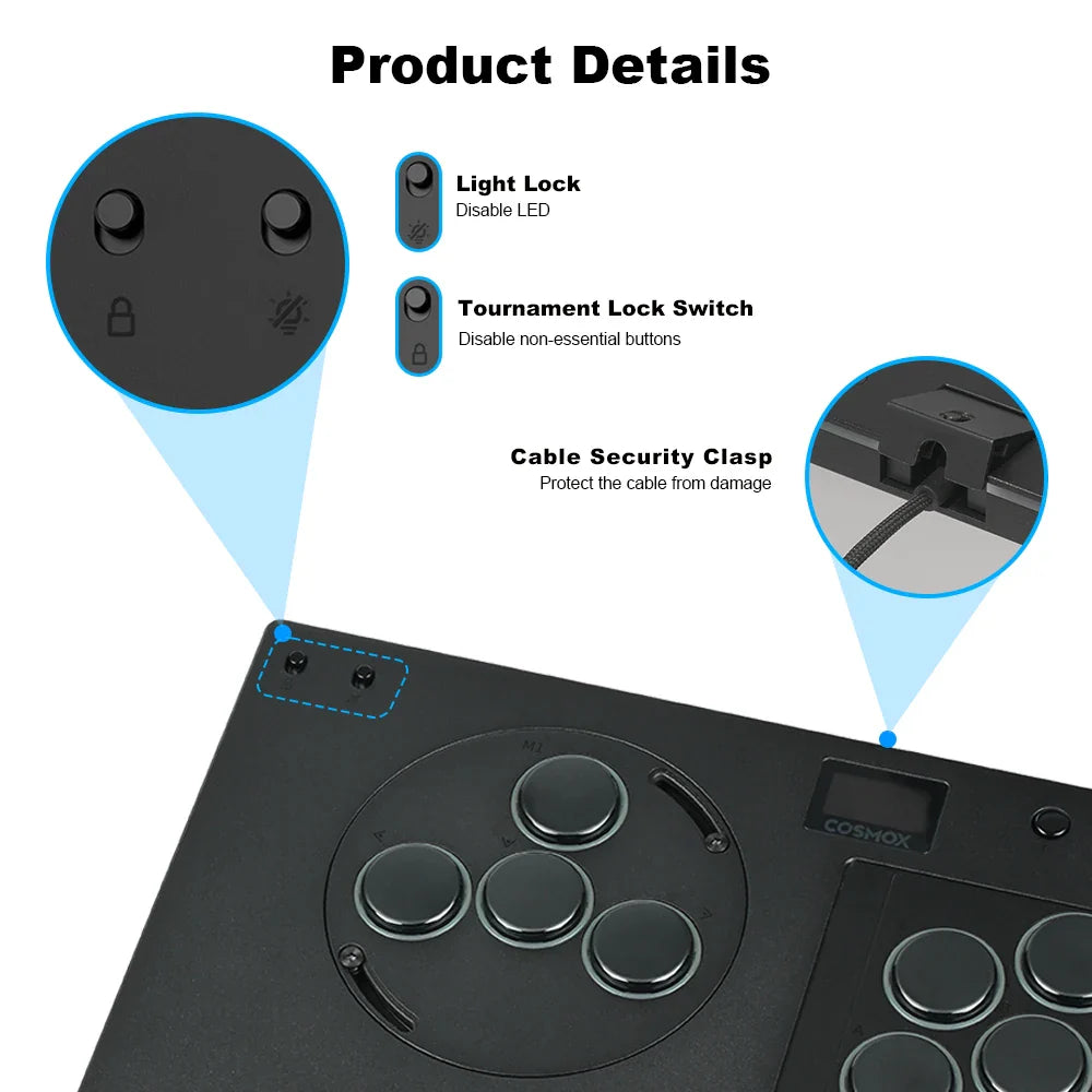 Trendbay Leverless Arcade Controller with Adjustable Buttons