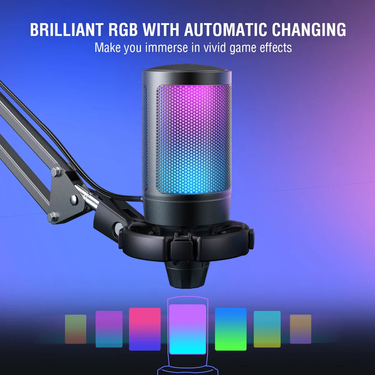 Trendbay USB Gaming Microphone Kit RGB Cardioid Mic with Arm Stand
