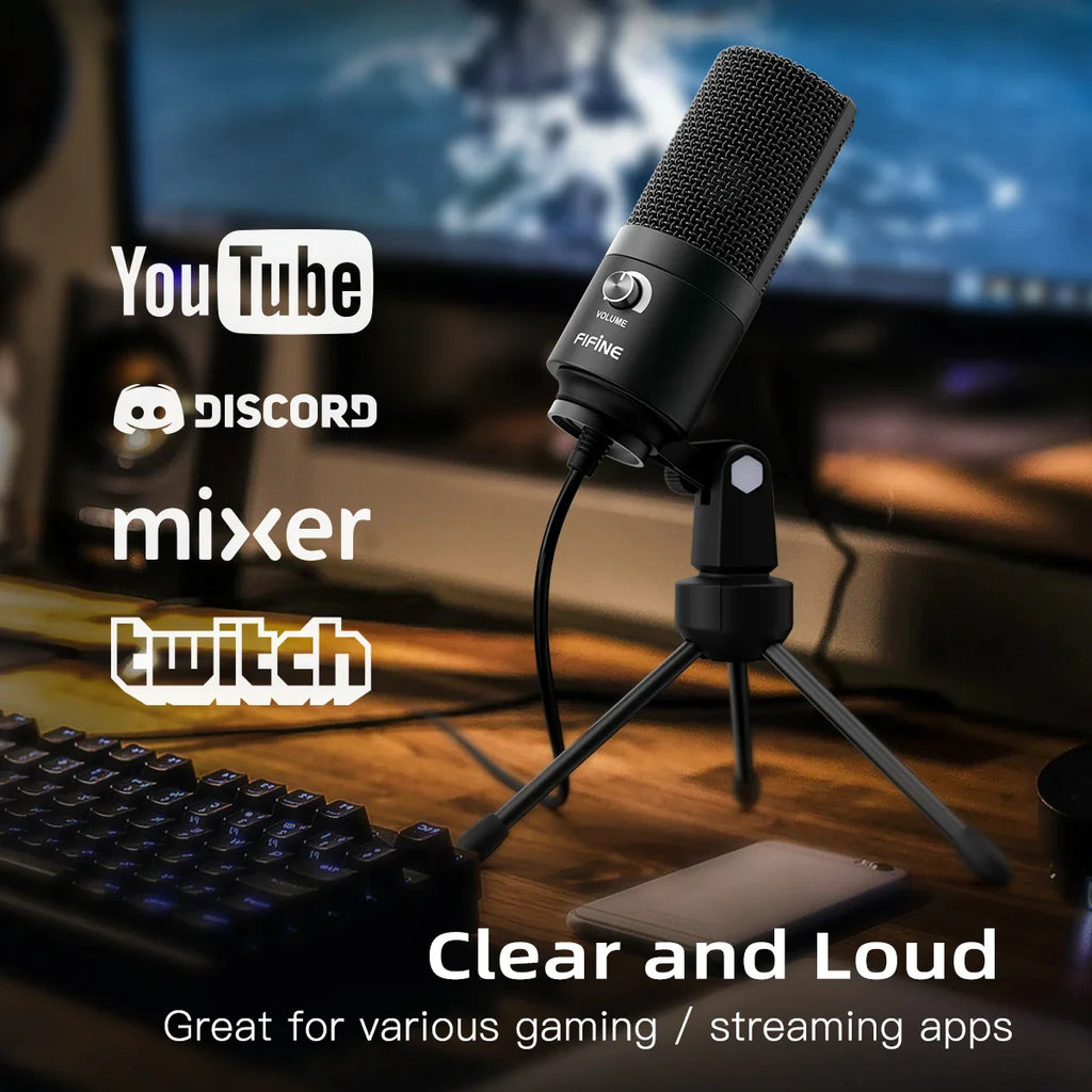 Trendbay USB Condenser Microphone with Gain Control Metal Recording Mic