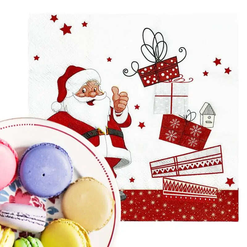 Trendbay Snowman & Santa Print Paper Napkins for Christmas decor
