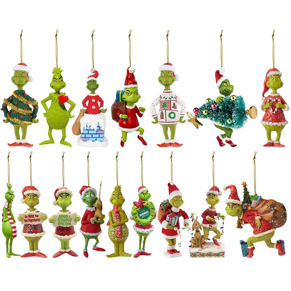 Trendbay 17Pcs 2D Green Monster Christmas Ornaments Flat Acrylic