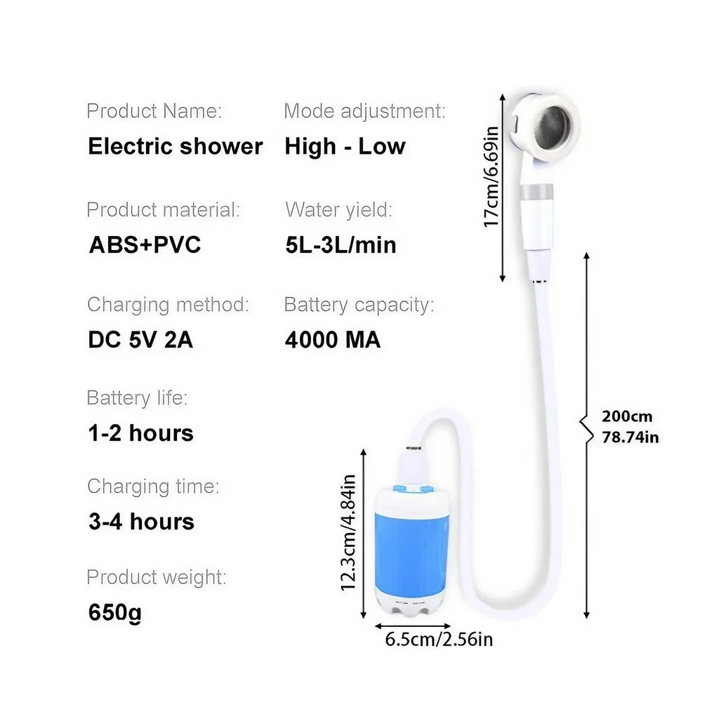 Trendbay Portable Rechargeable Outdoor Shower