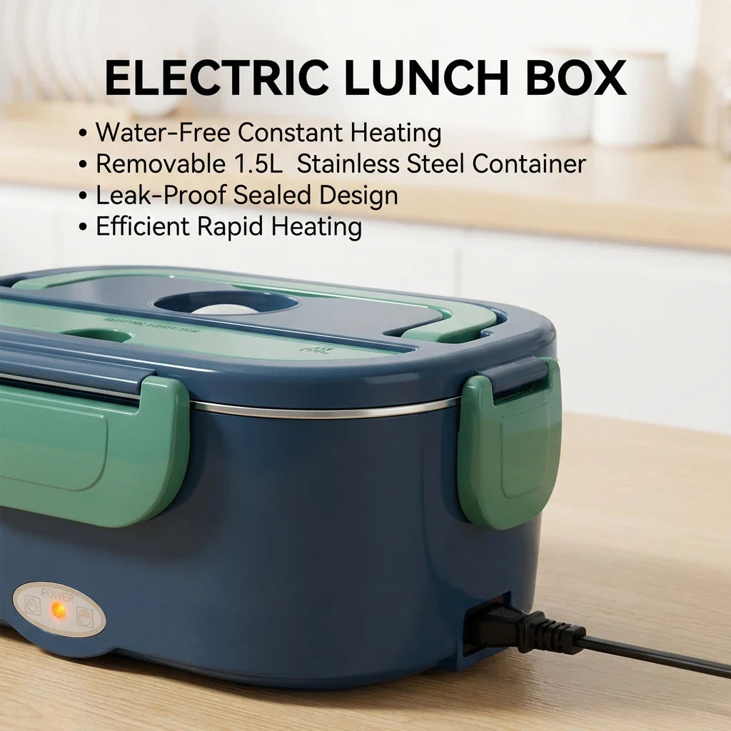 Trendbay Electric Lunch Box 1.5L – 60W Portable Food Warmer for Car & Home