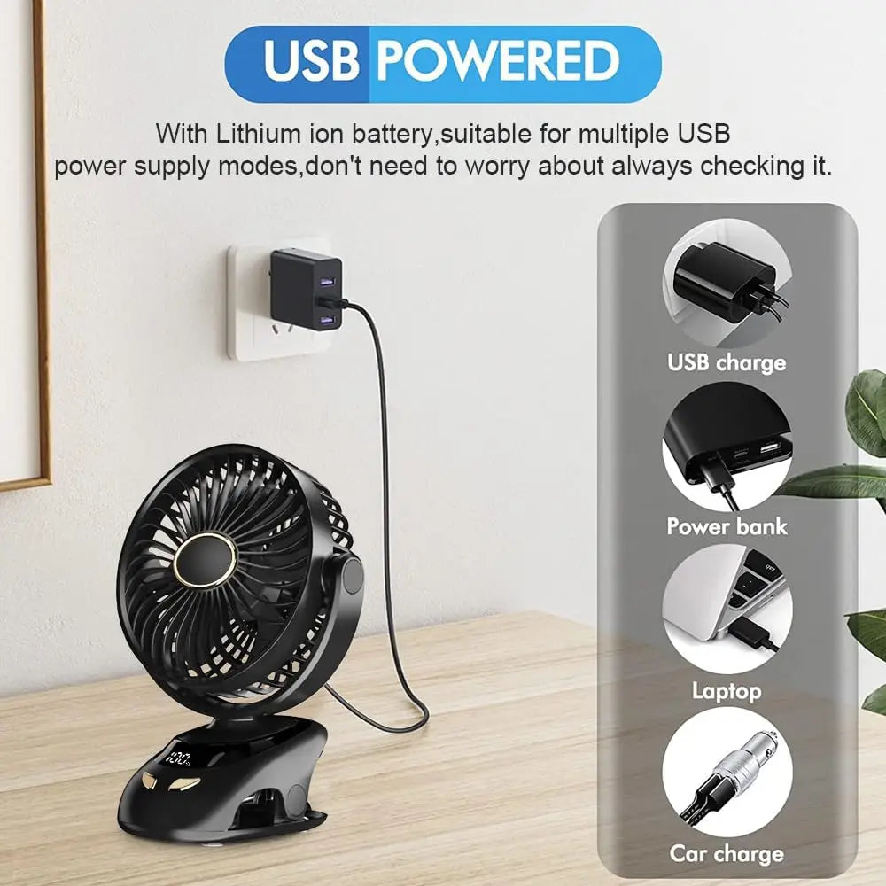 Trendbay Small Desk Clip-On Fan Portable