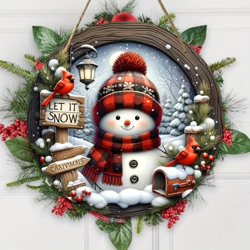 Trendbay 20cm Christmas Wreath Centerpiece Decoration Acrylic Snowman