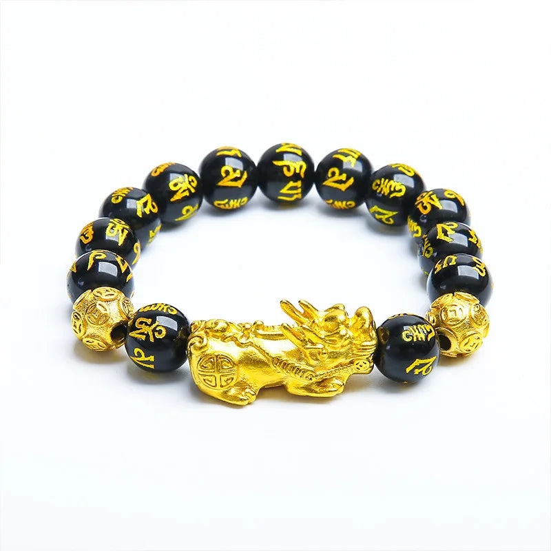 Trendbay 24K Gold-Tone Pixiu Bracelet – Lucky Wealth Beaded Bracelet for Men & Couples