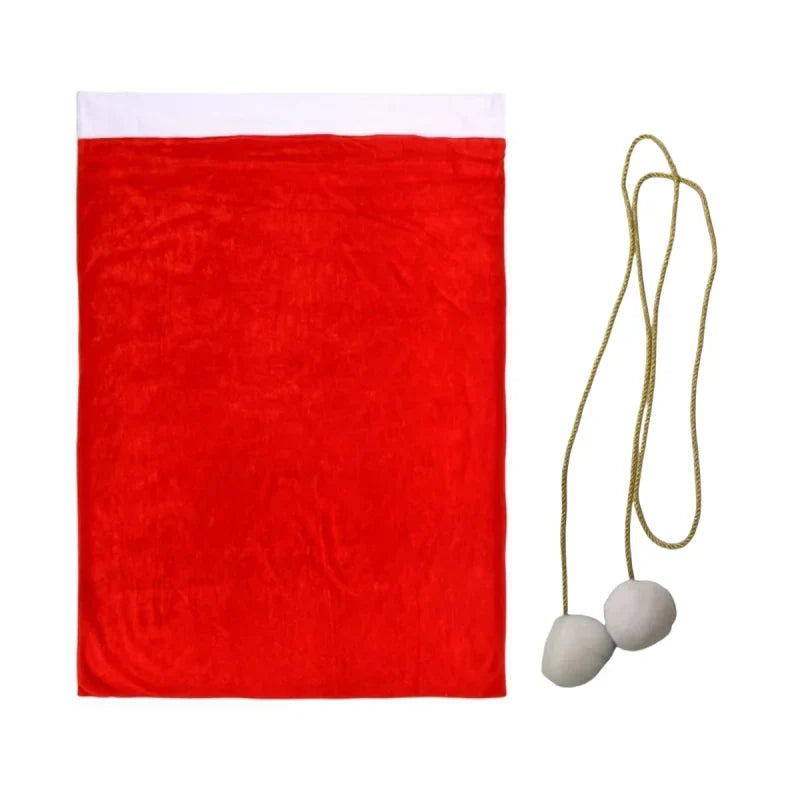 Trendbay Large Red Velvet Christmas Gift Bag with White Pompom