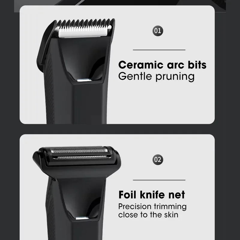 Trendbay Dual-Head Waterproof Body Trimmer with Foil Blade