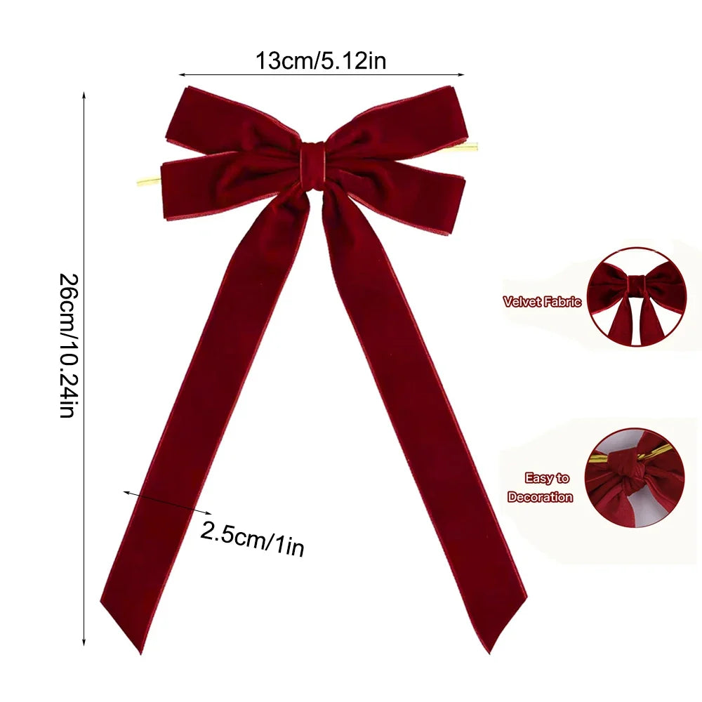 Trendbay Velvet Ribbon Bow Christmas Ornaments