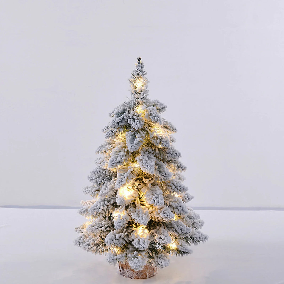Trendbay Snow-Flocked Christmas Tree Tabletop Figurine with LED Lights