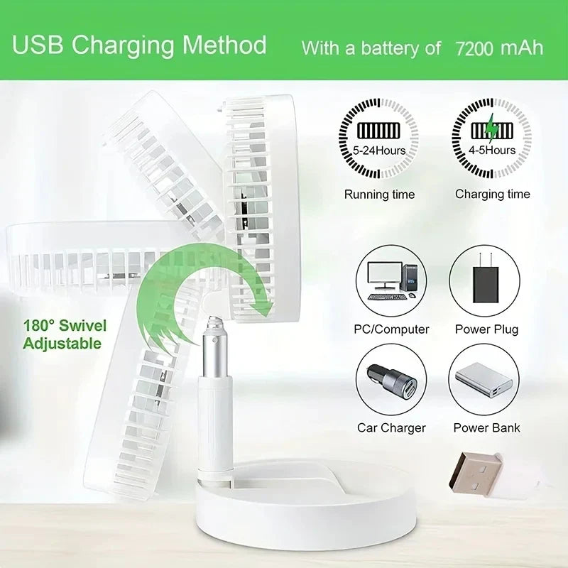 Trendbay Retractable USB Rechargeable Mini Fan