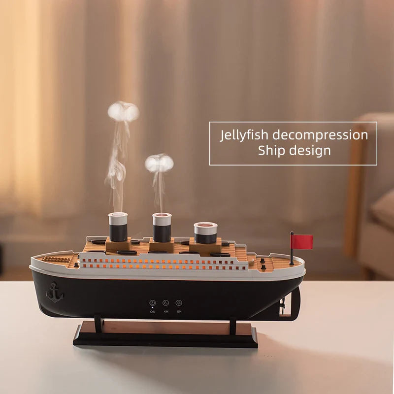 Trendbay Retro Ship Humidifier – Ultrasonic Aroma Diffuser with Remote Control