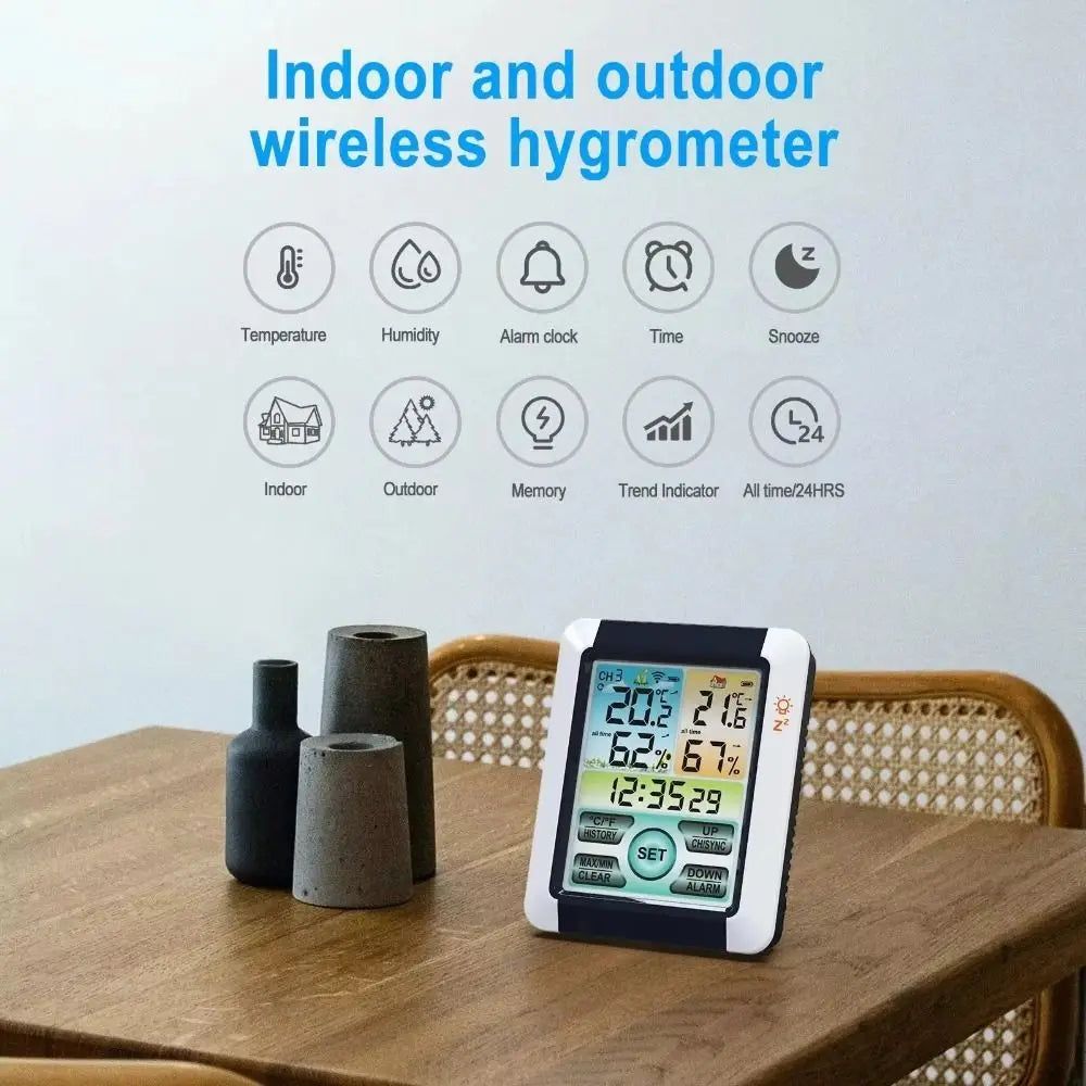 Trendbay Digital Weather Station – Wireless Temp & Humidity Meter with Touch Display