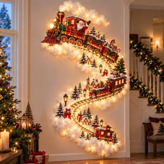 Trendbay Christmas Magic Trail Wall Light Warm White LED Santa on train