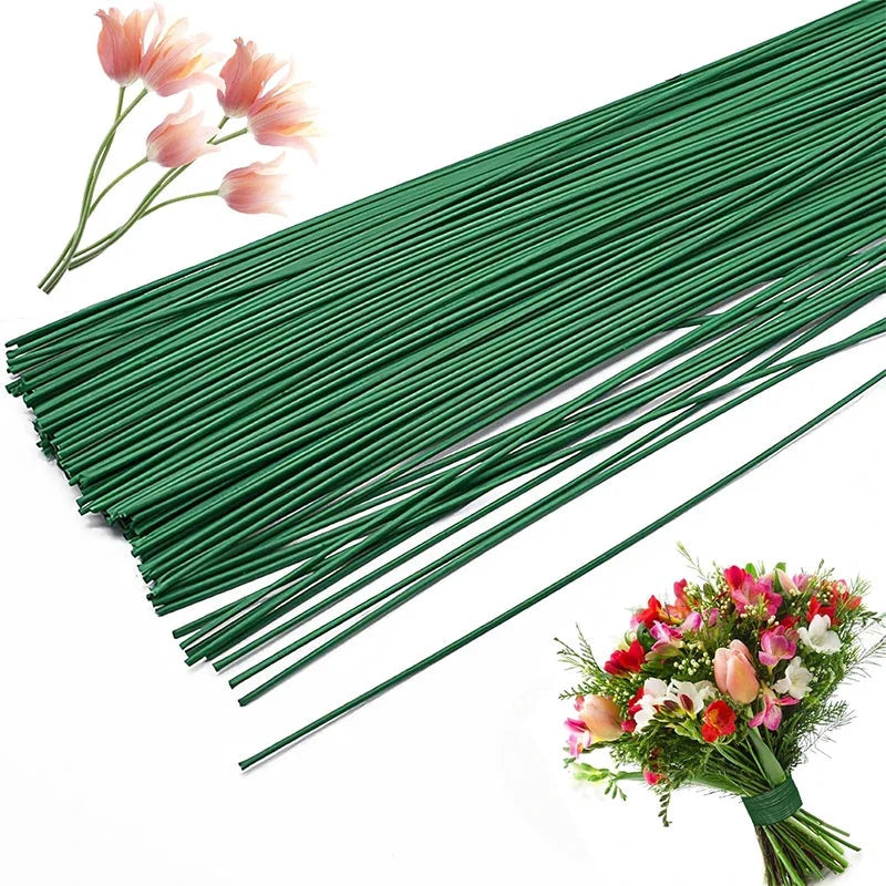 Trendbay 10Pcs Green Floral Wire Stems for Flower Arrangements