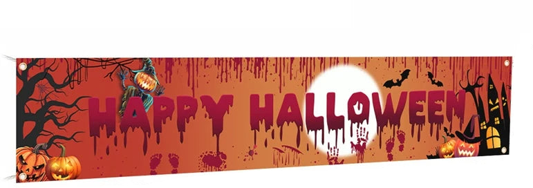 Trendbay Halloween Ghost & Pumpkin Banner Retro Party Sign 200x40cm