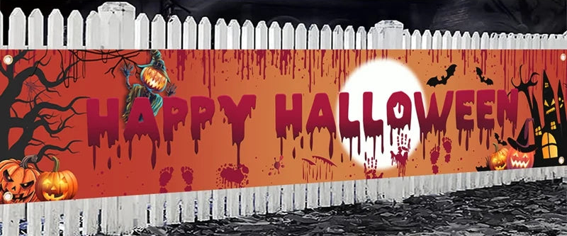 Trendbay Halloween Ghost & Pumpkin Banner Retro Party Sign 200x40cm
