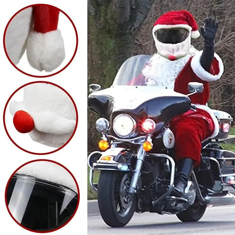 Trendbay Santa Claus Plush Motorcycle Helmet Cover Red Christmas Decor