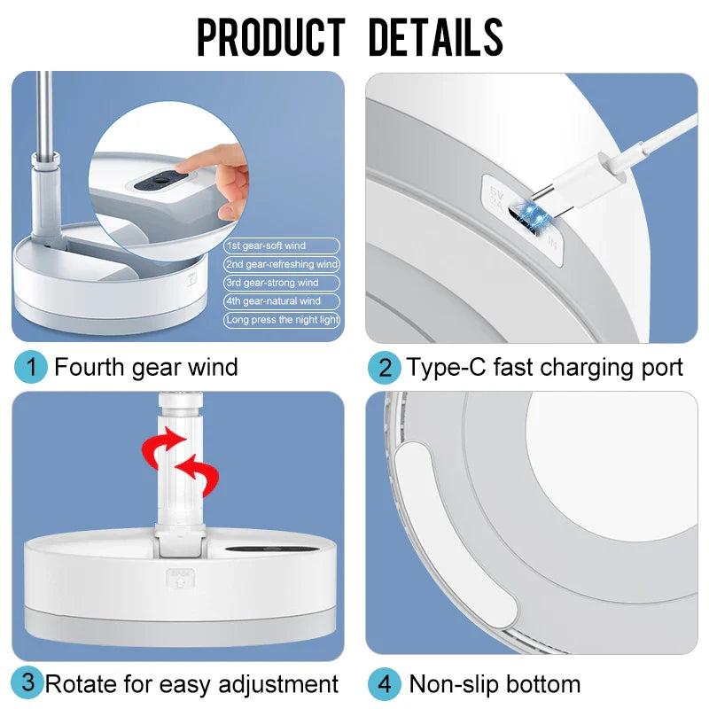 Trendbay 10800mAh Folding Portable Fan with USB Charging