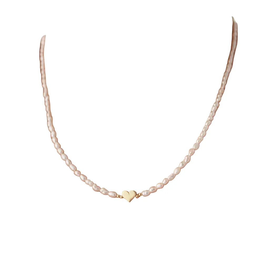 Trendbay Freshwater Rice Pearl Necklace – 4mm Adjustable Pearl Necklace for Women