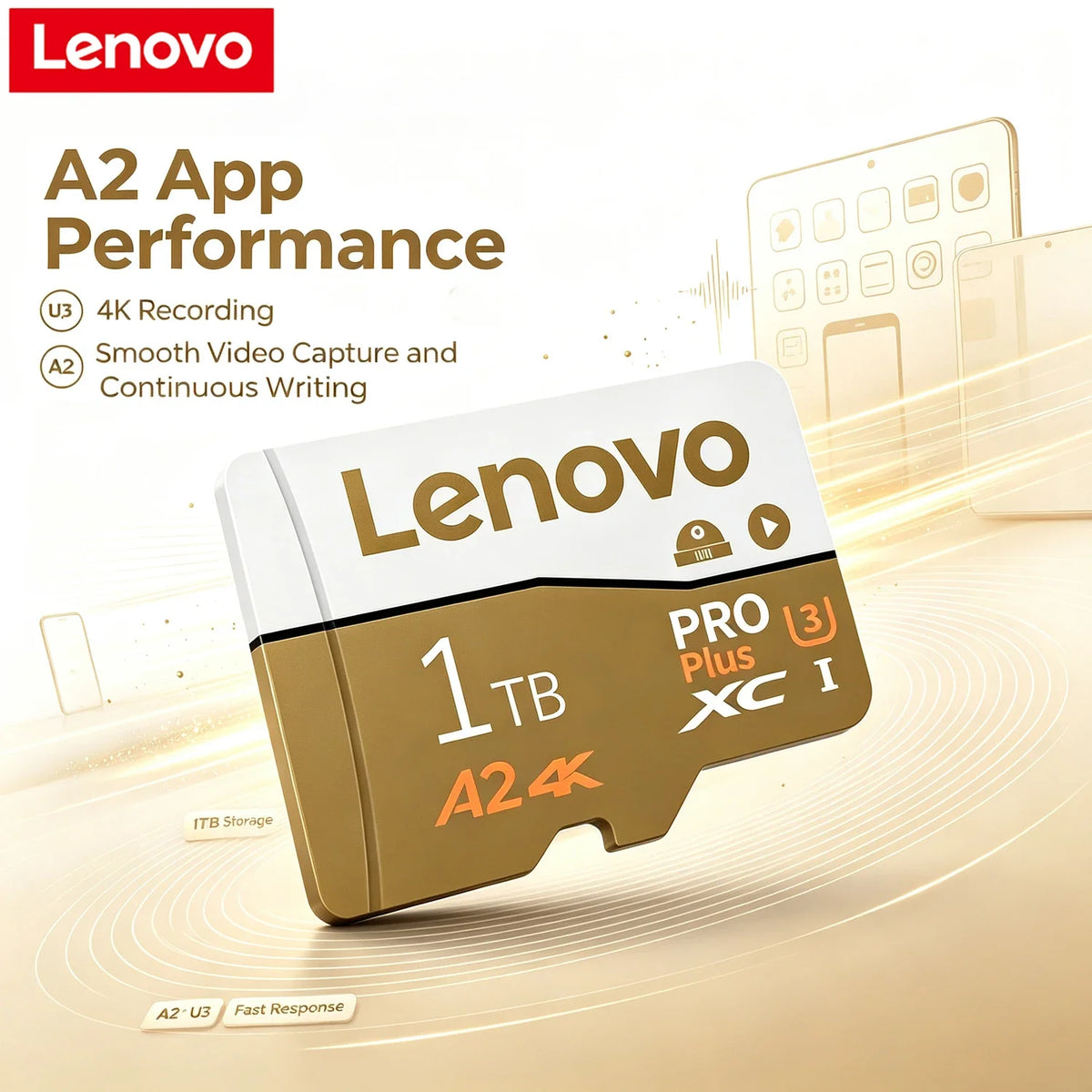 Trendbay Lenovo 1TB MicroSD Memory Card with SD Adapter U3 V30 High-Speed TF Card