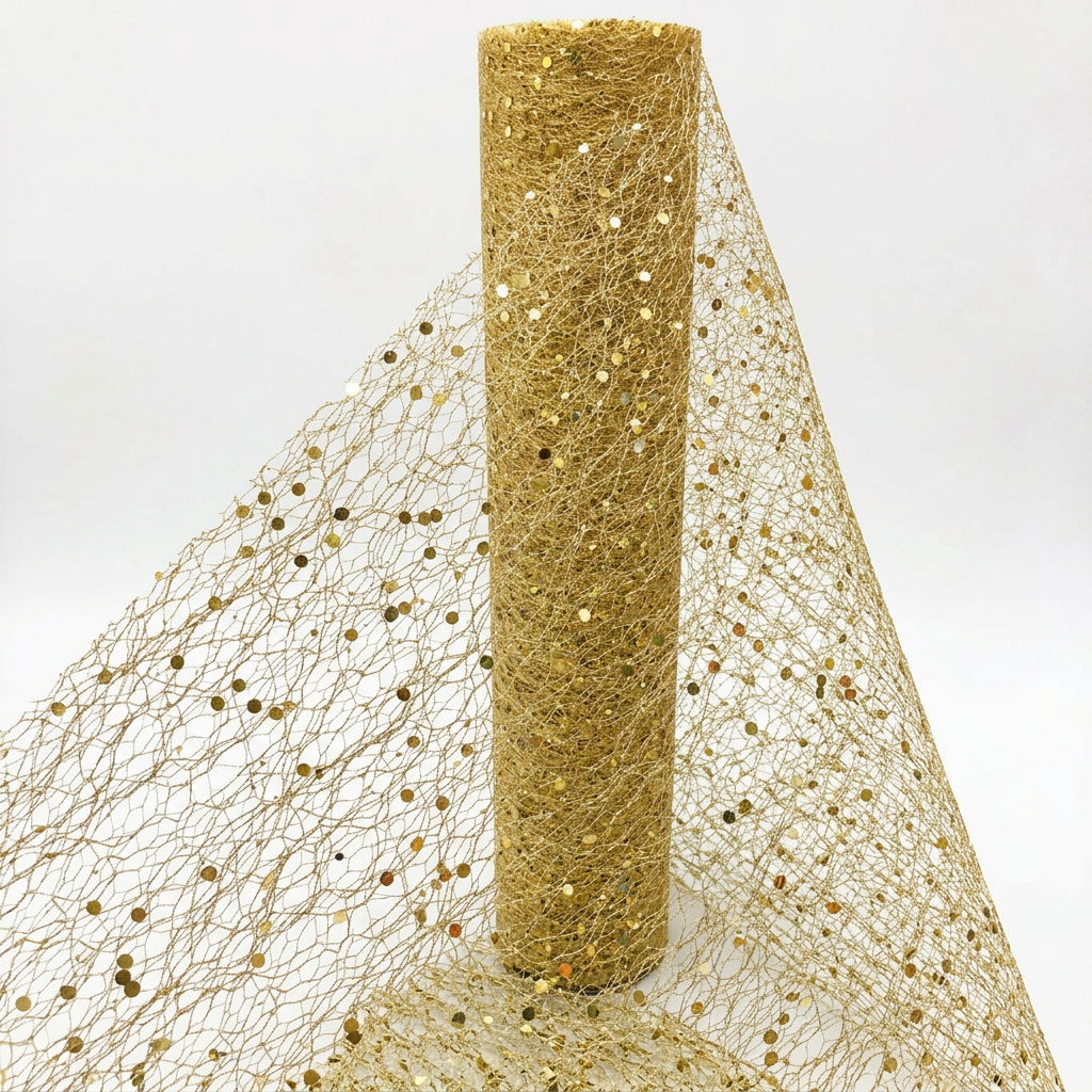 Trendbay Champagne Gold Sequin Tulle Table Runner 30cm × 5Yards