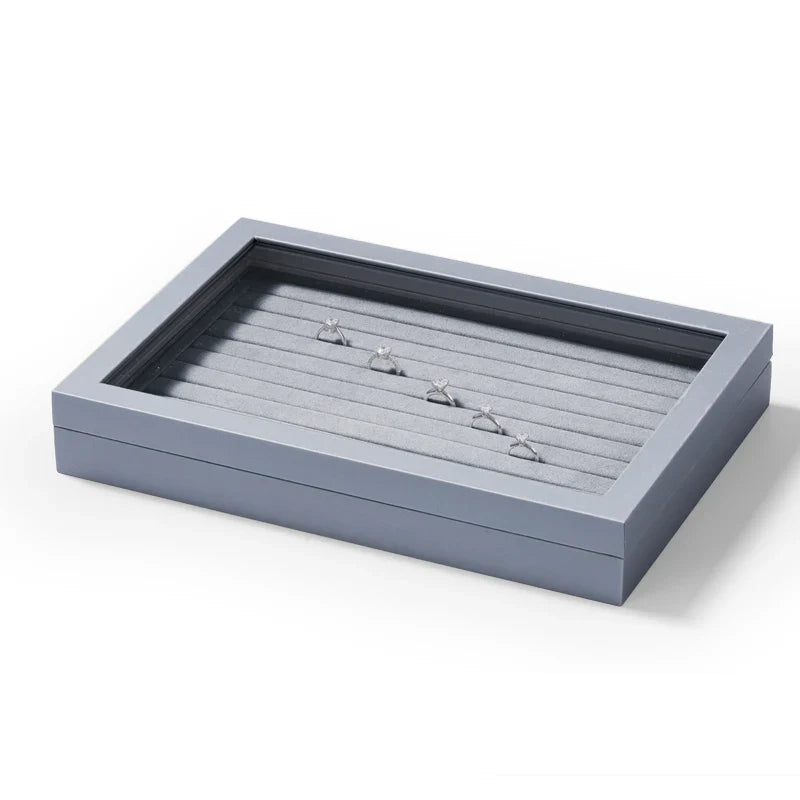 Trendbay PU Leather Jewelry Storage Box with Lid – Window Display Organizer for Necklaces, Rings & Accessories
