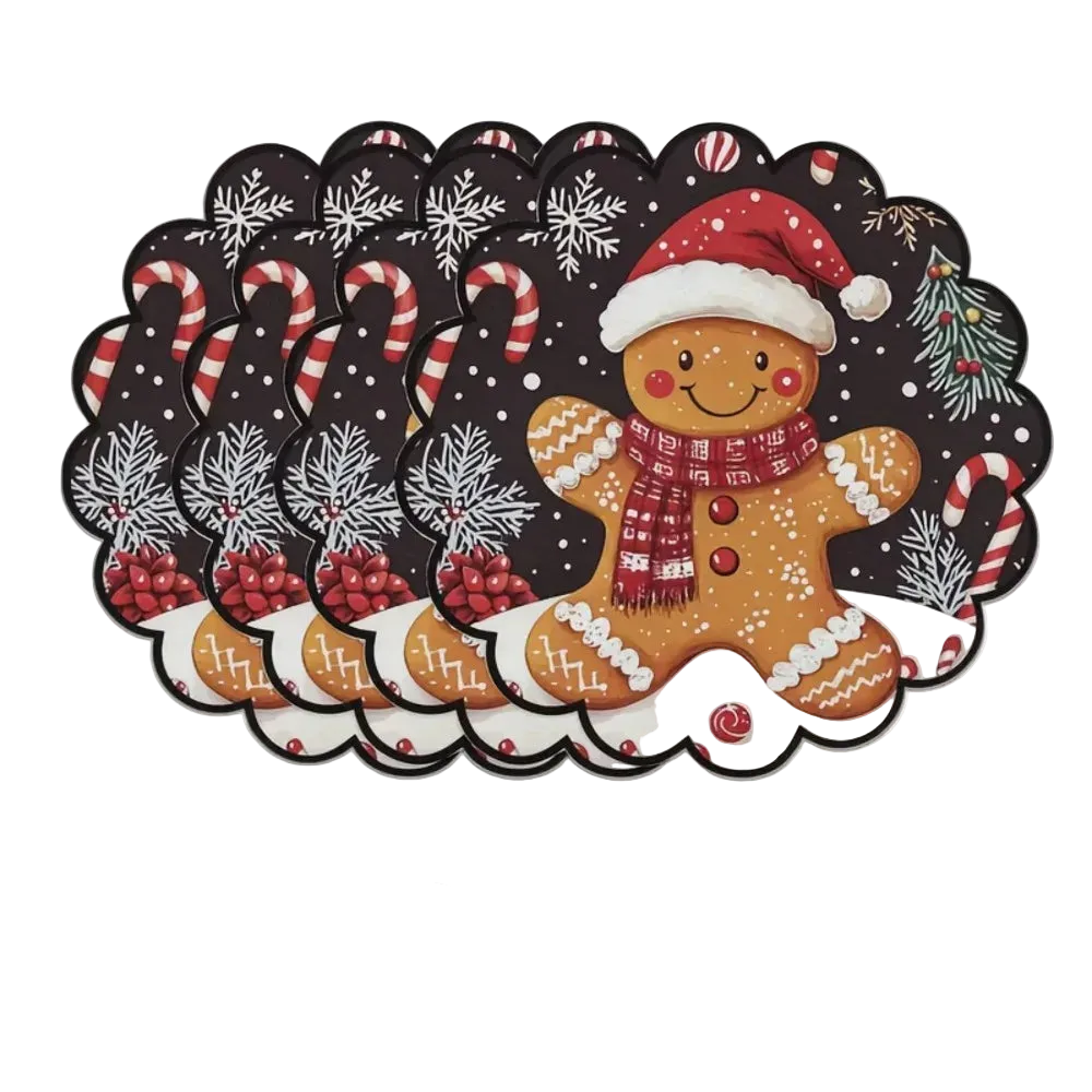 Trendbay 4PCS Christmas Round Placemats Set Woven Circular Wave Mats