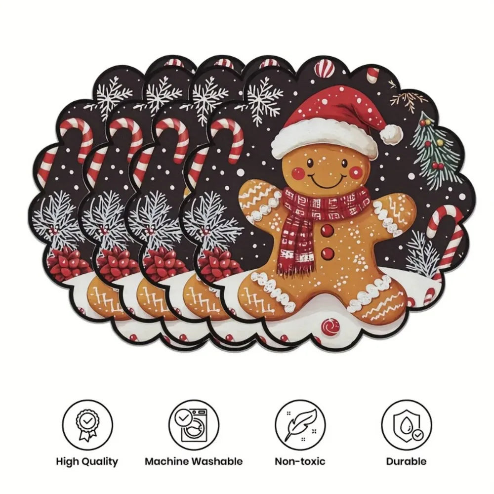 Trendbay 4PCS Christmas Round Placemats Set Woven Circular Wave Mats