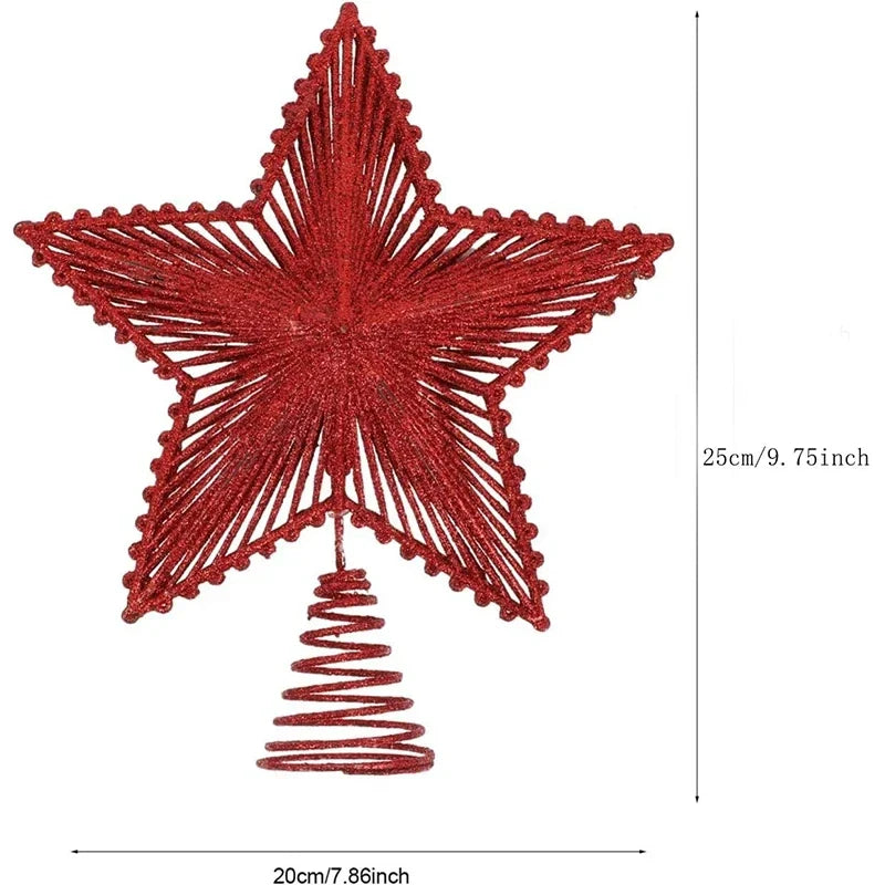 Trendbay 25CM Glitter Christmas Tree Topper Red Star