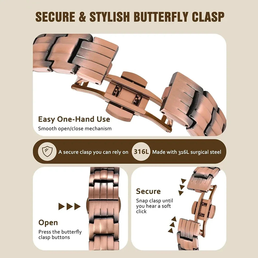 Trendbay Premium Copper Magnetic Bracelet for Men – Titanium Steel Wristband