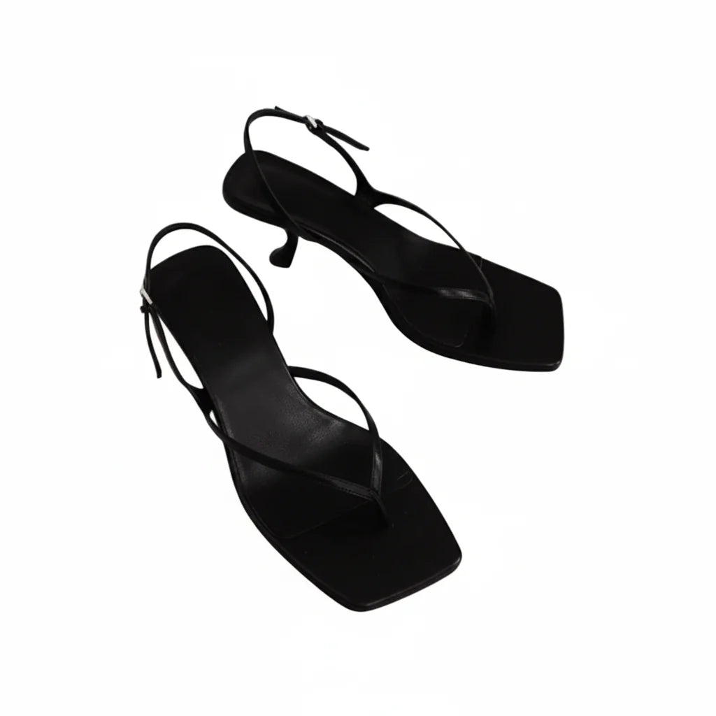 Trendbay Women's Square Toe Kitten Heel Sandals