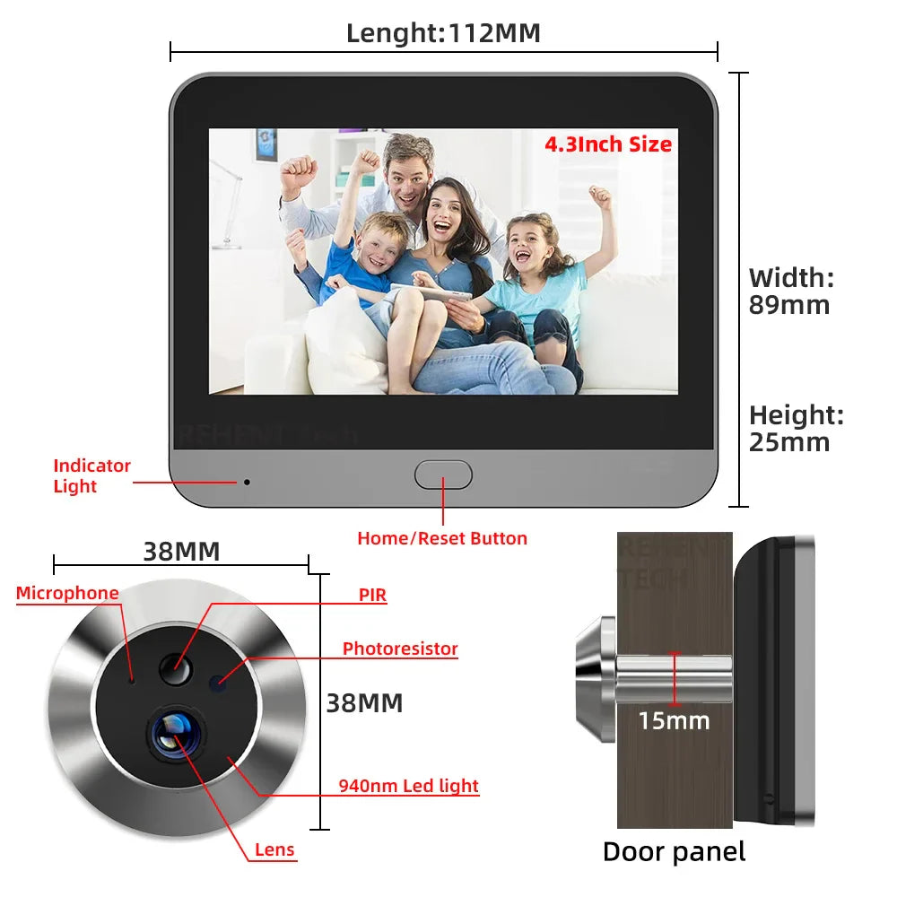 Trendbay Wide-Angle WiFi Digital Peephole Door Camera