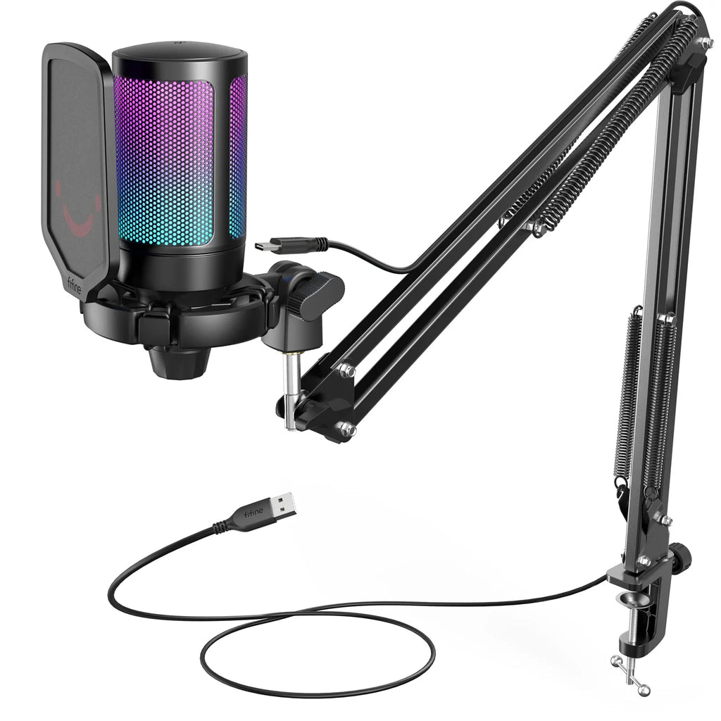 Trendbay USB Gaming Microphone Kit RGB Cardioid Mic with Arm Stand